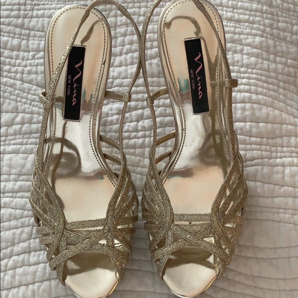 Nina Gold Strappy Heels